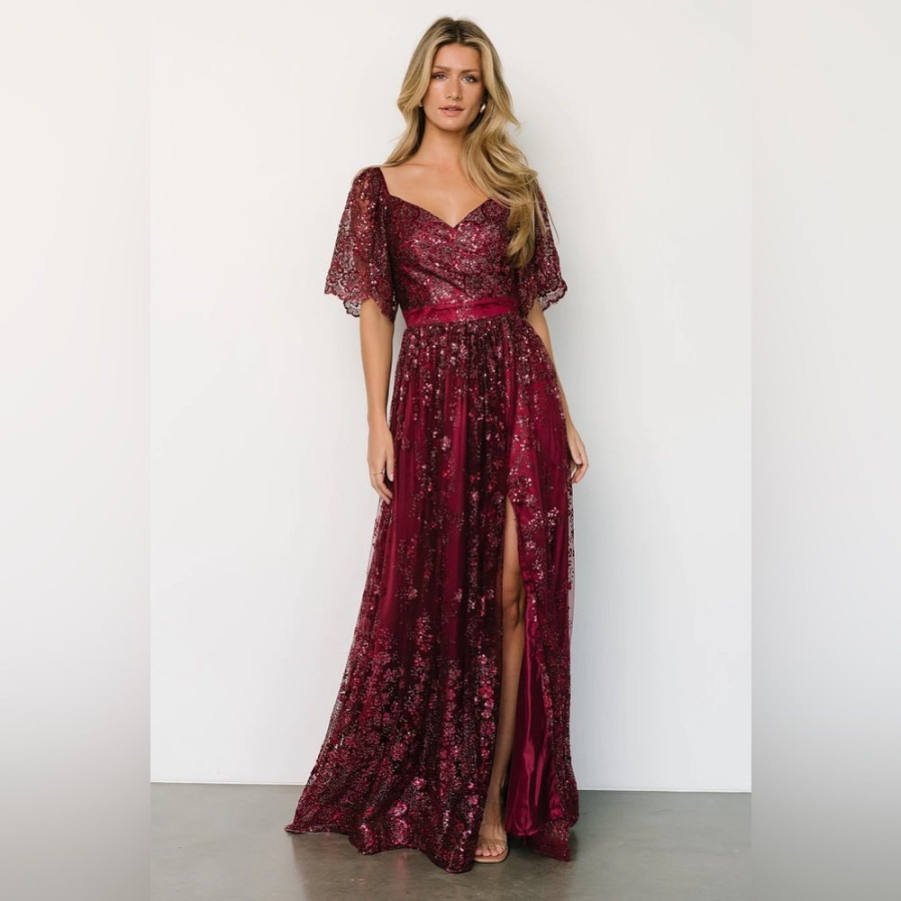 Genevieve Glitter Maxi Dress - Color Wine - XL - Baltic Born - SOLD OUT ONLINE
